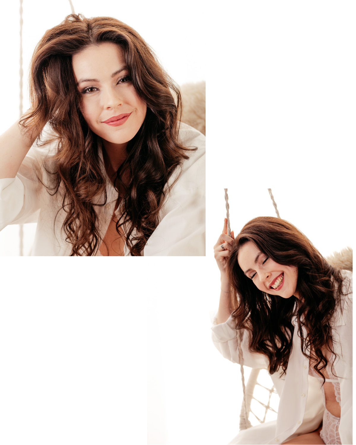 Foto einer Frau auf Schaukel, stilvoll und verführerisch.